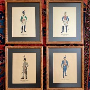 Vintage Set of Military Uniform Framed Prints